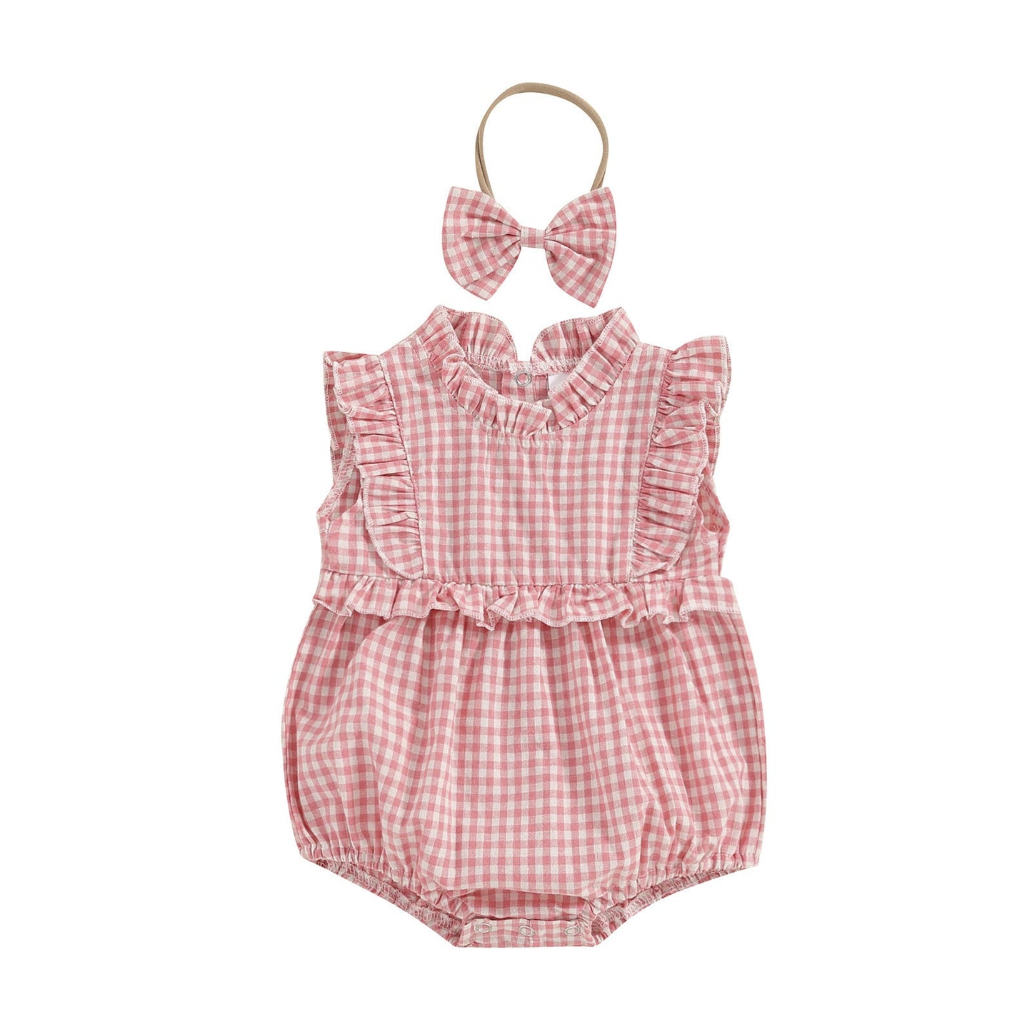 Lace Jumpsuit Girls' Sleeveless Baby Bodysuit Romper Headscarf