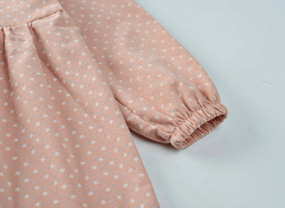 Cotton Cute Doll Collar Long Sleeve Pleated Princess Dress