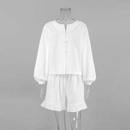 Summer Fashion Pure Cotton Simple Two-piece Set