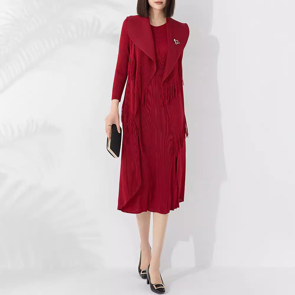 Autumn New Polo Collar Temperament Fake Two-piece Dress