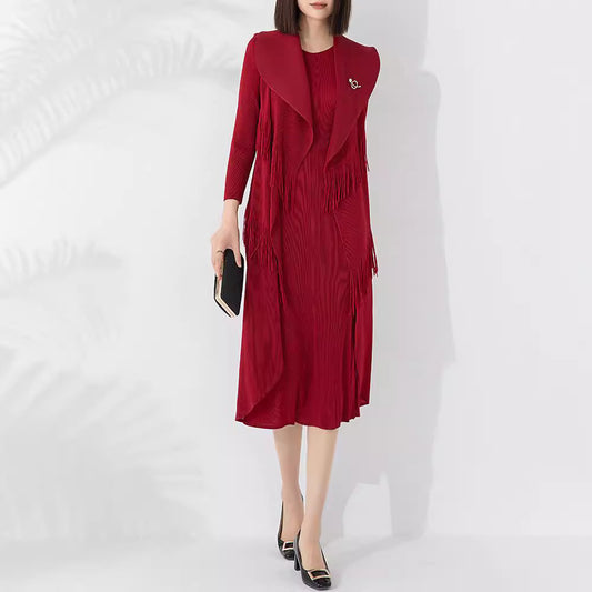 Autumn New Polo Collar Temperament Fake Two-piece Dress