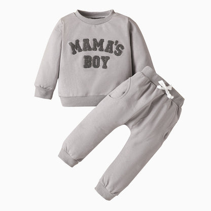 Autumn And Winter Children's Letter Printing Boys And Girls Long Sleeve Sweater Pants Two-piece Set