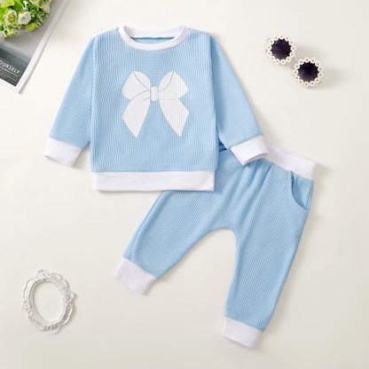 Girls' Printed Waffle Sweater Suit