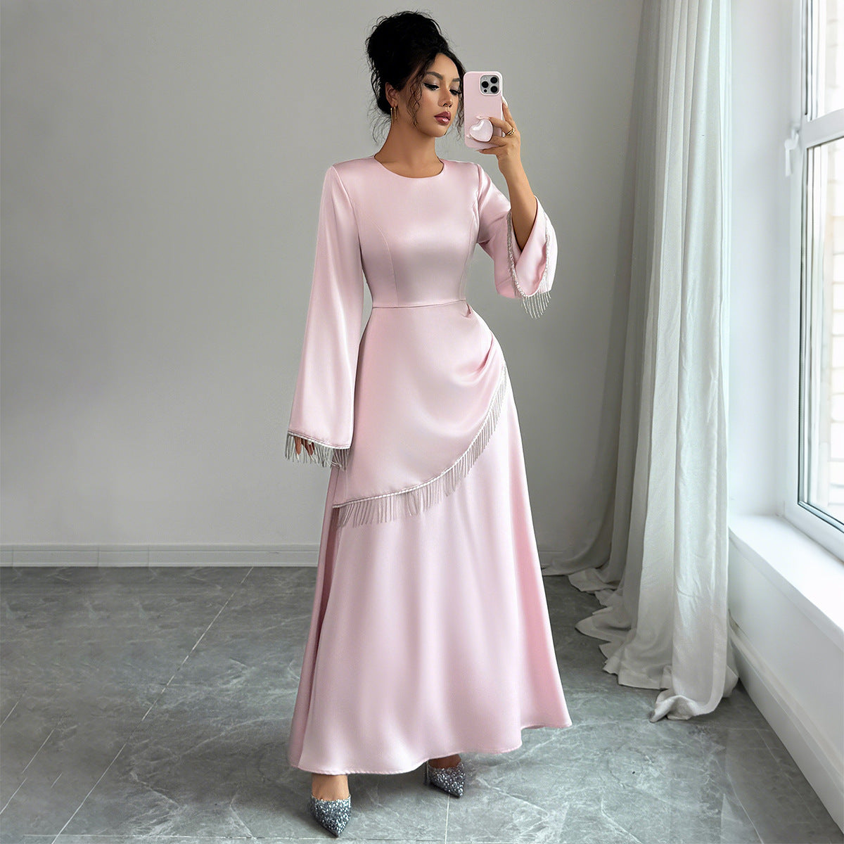 Simple Style Advanced Long Sleeve Dress Women's Clothing