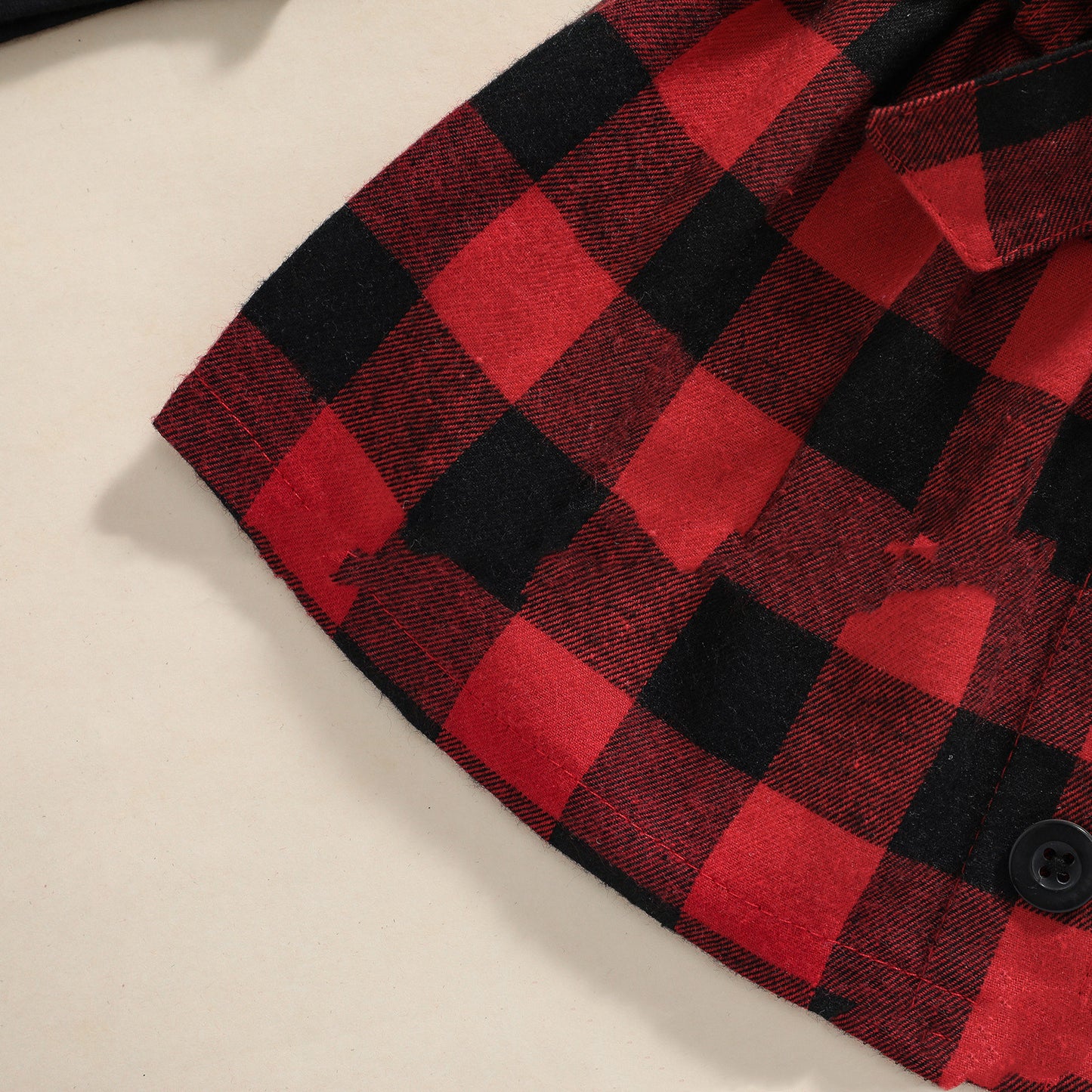 Red And Black Plaid Skirt Suit Black Polka Dot Flying Sleeve Two Piece