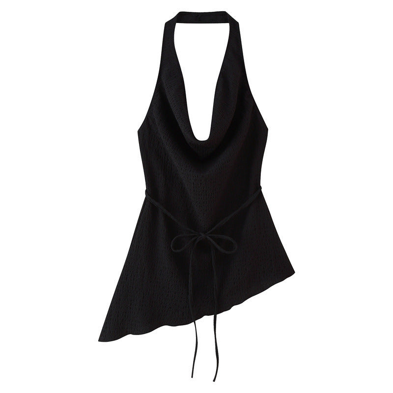 Asymmetric Design Hanging Collar Top And Trousers Suit