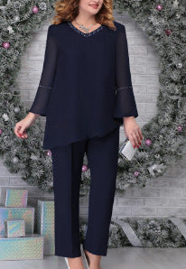 Female Heavy Industry Diamond Pressing Simple Solid Color Set