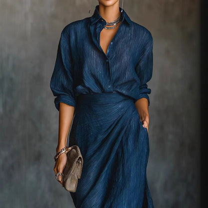 Elegant Graceful Sexy Solid Color Irregular Pleated Dress With Belt