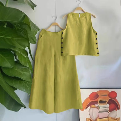 Sleeveless Loose Vest Vacation Casual Pants Cotton And Linen Suit