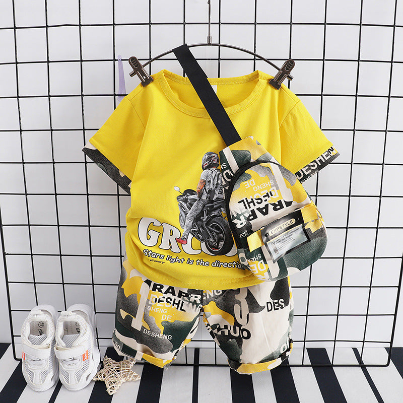 Baby Boy's Cotton Print Short Sleeve Suit
