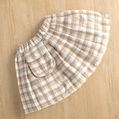 Sweater Knitted Bottoming Shirt  Plaid Skirt Two Piece Set