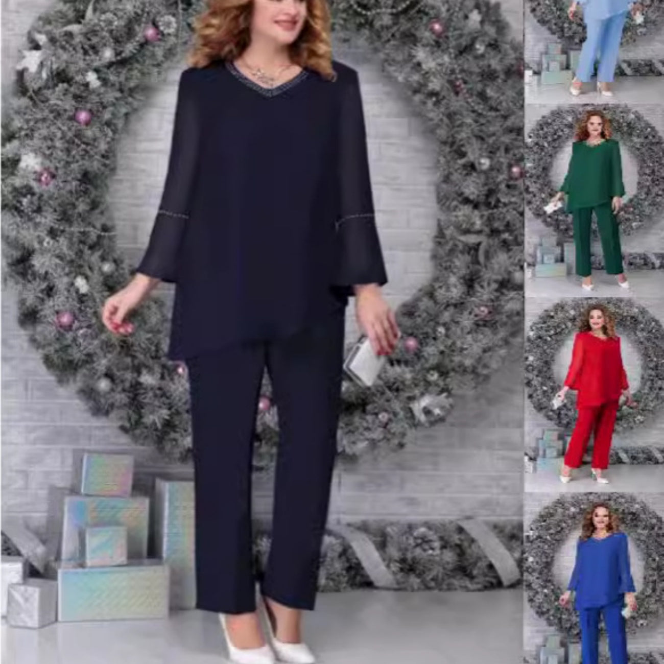 Female Heavy Industry Diamond Pressing Simple Solid Color Set