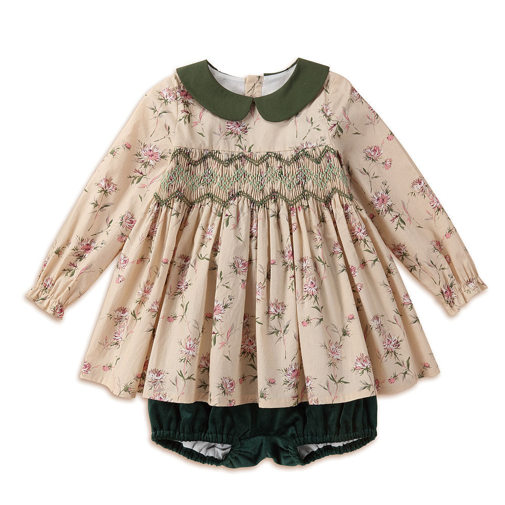 Handmade Cotton Long-sleeved Printed Princess Dress