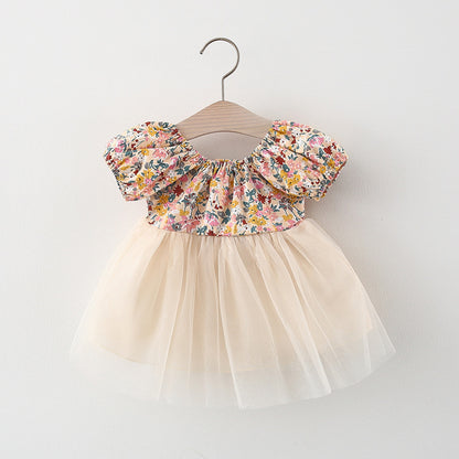 Infant Fashion Floral Dress Short Sleeve