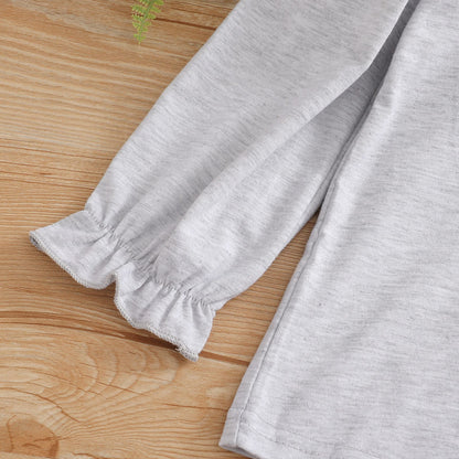 Long Sleeve Letter Print Pullover Check Overall Dress