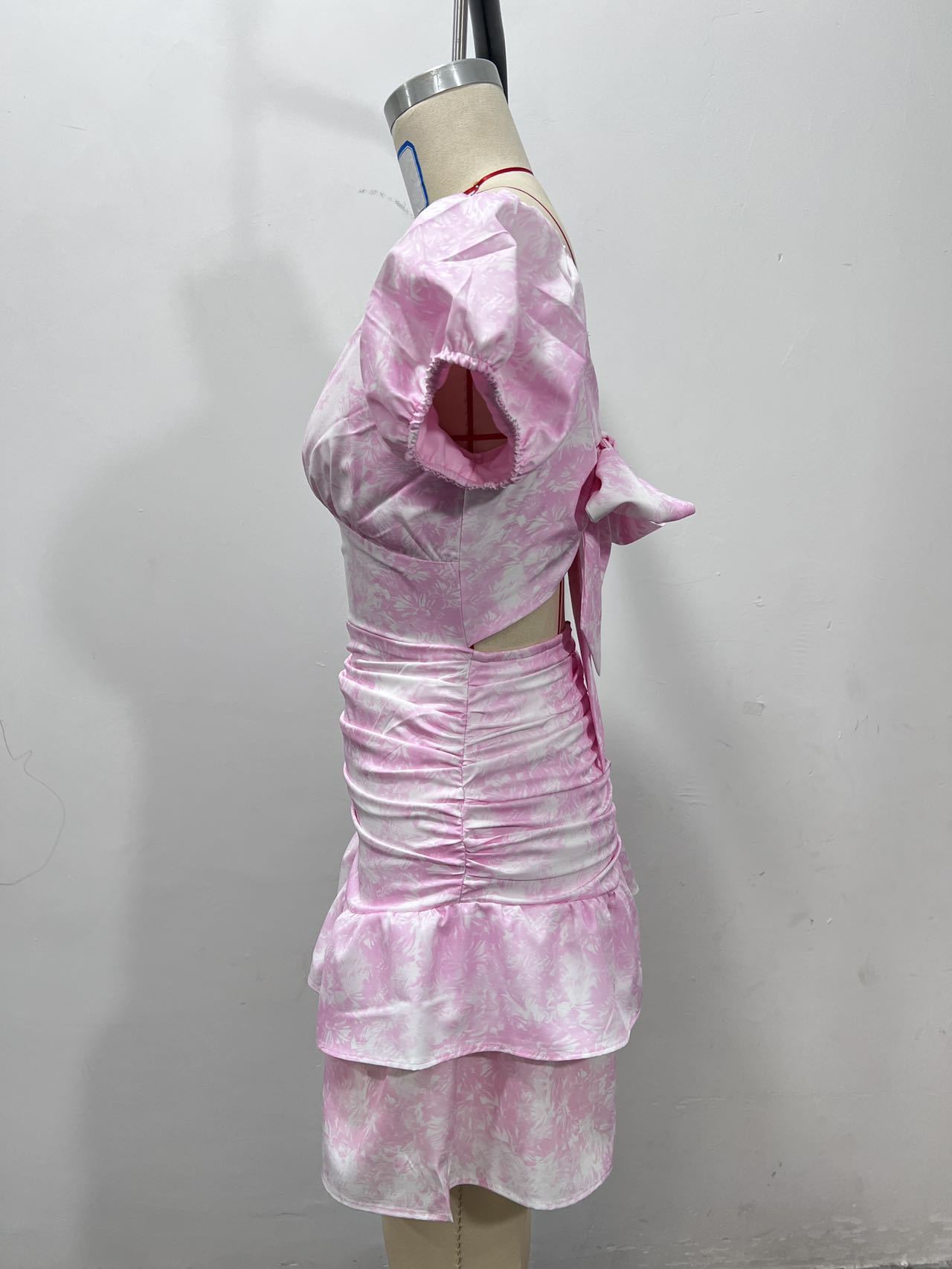 Summer Short Skirt Casual Puff Sleeve Floral