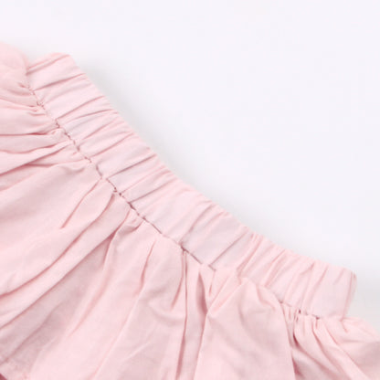 Girls Flying Sleeve Print Short Sleeve Suit