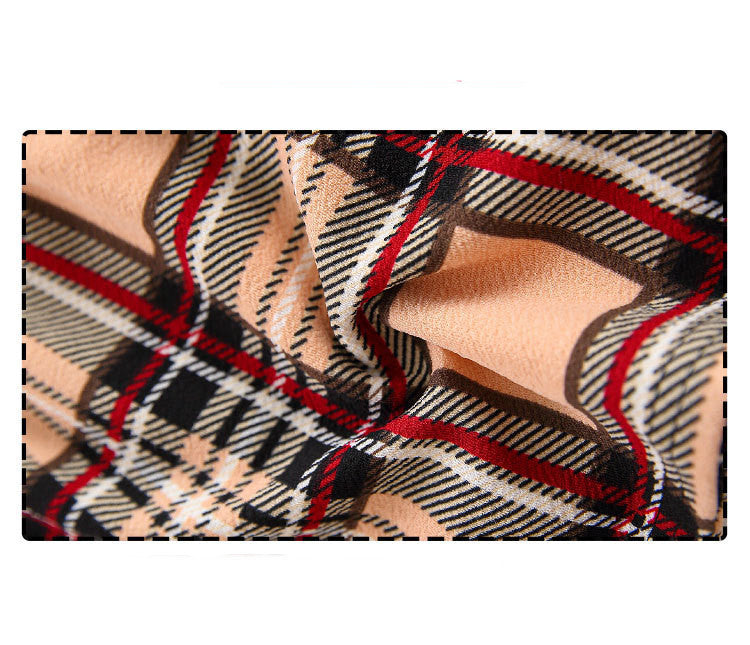 Two Piece Black Long Sleeve Top Checkered Skirt