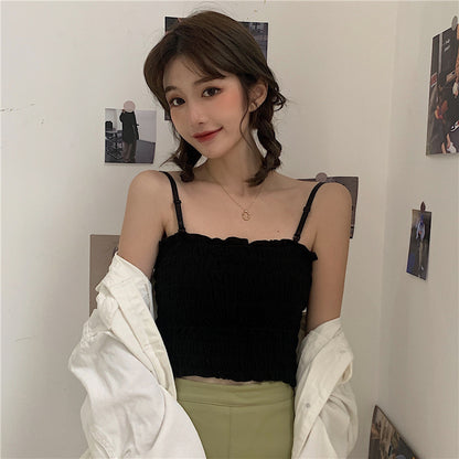 All-match Pleated Short Vest Women's Outer Wear And Inner Wear