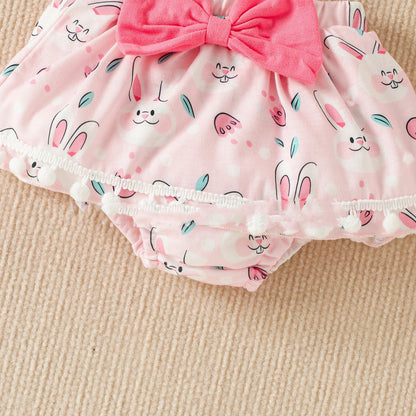 Children's Easter Short Sleeved Kazakhstan Suspender Skirt Knee Pad Suit