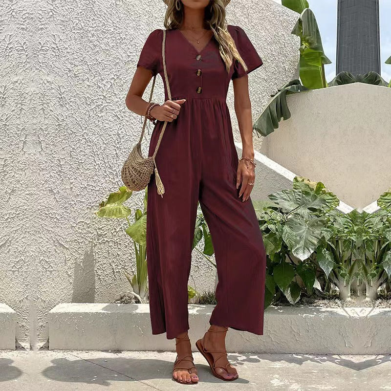 Women's Casual Summer Wide-leg Jumpsuit