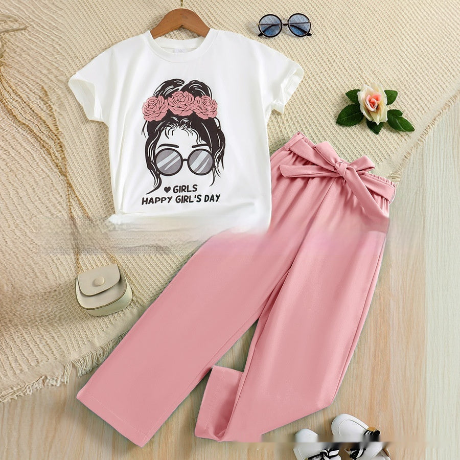 Summer Girls' Breathable Cartoon Suit