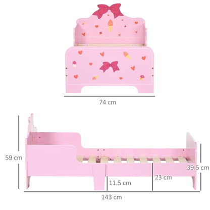ZONEKIZ Princess Themed Kids Toddler Bed W  Cute Patterns, Safety Rails, For Ages 3 6 Years