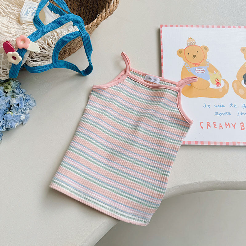 Girls' Cartoon Embroidered Slim Stretch Casual Vest