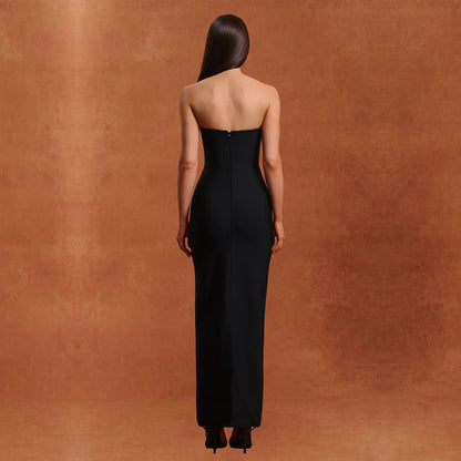 European And American Fashion Women's Wear Sexy Tube Top High-end Hot Drilling Backless Dress