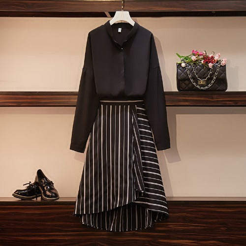 Ladies Casual Suit Long Sleeve Shirt Skirt