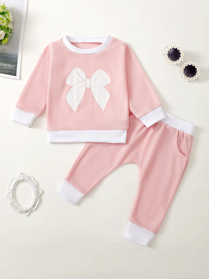 Girls' Printed Waffle Sweater Suit