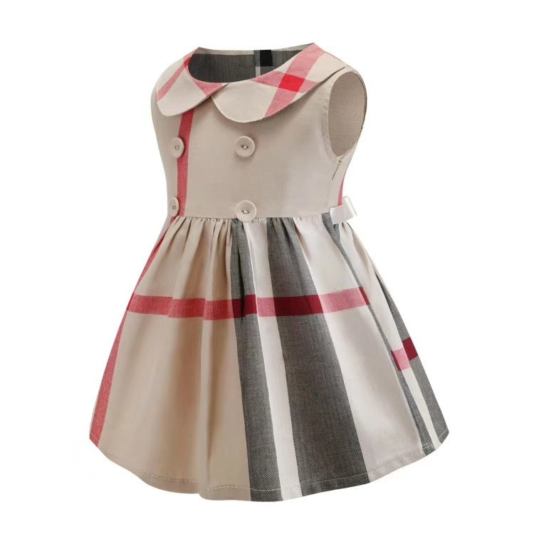 Summer Children's Double-breasted Sleeveless Dress