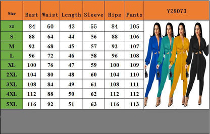 New Solid Color Tie Long Sleeve Women's Two-piece Set