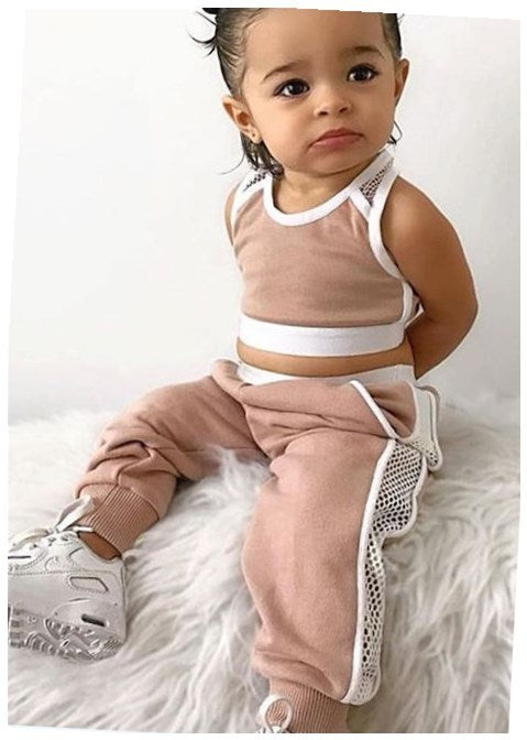 Hot Girls Cotton Sports Mesh Vest Pure Color Knitted Elastic