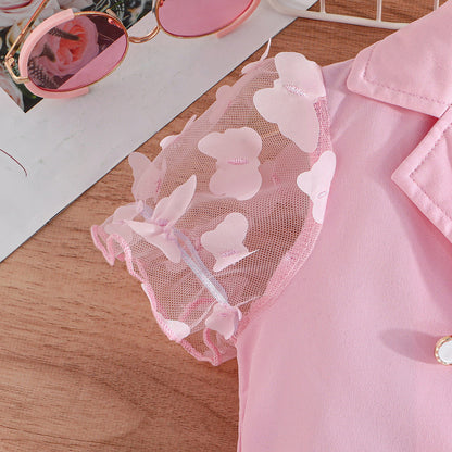 Girls' Suit Top Sling Romper Pants Three-piece Suit