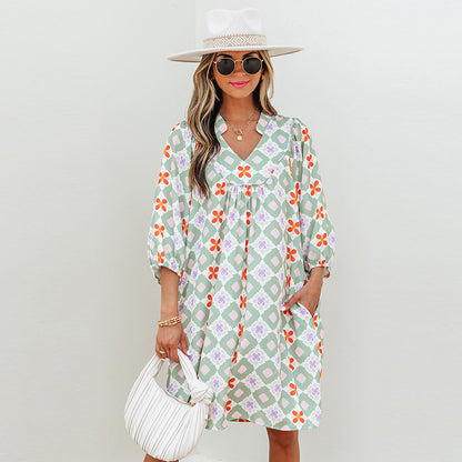 Pullover V-neck 34 Sleeve Dress