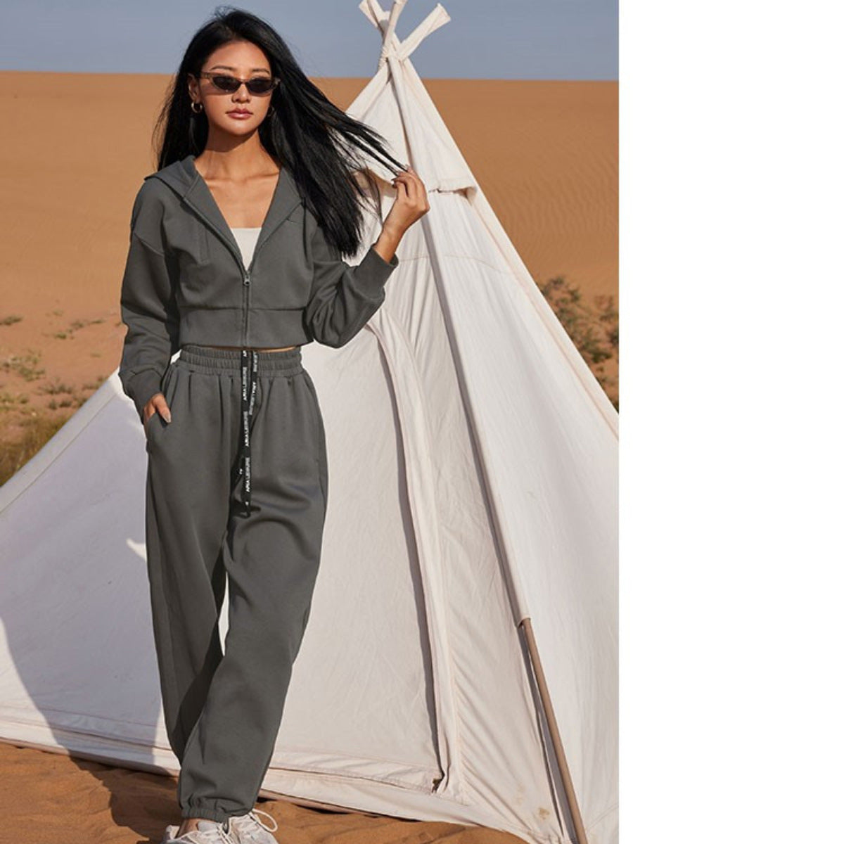 Women's Long-sleeved Fleese Suit Two-piece Set