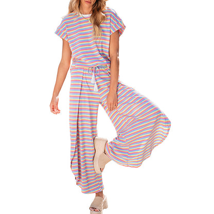 Summer New Short-sleeved T-shirt Wide-leg Pants Two-piece Set