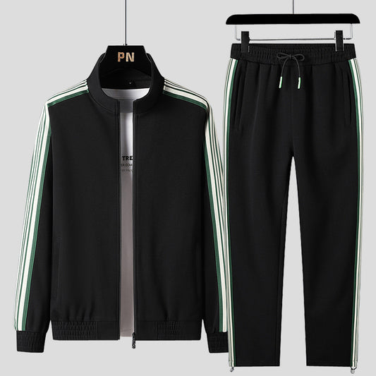 Stand Collar Loose Casual Three Bars Sports Suit