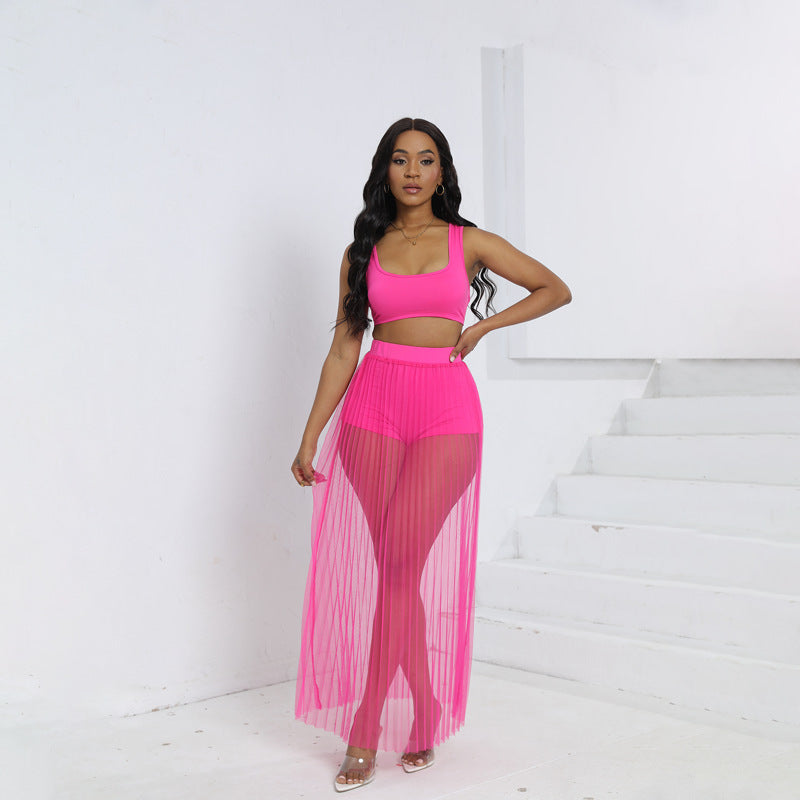 Women's Wear Vest Skirt Shorts Three-piece Set