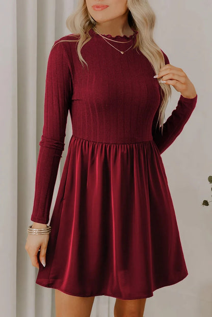 Shiying Solid Color Casual Women's Texture High Waist Dress
