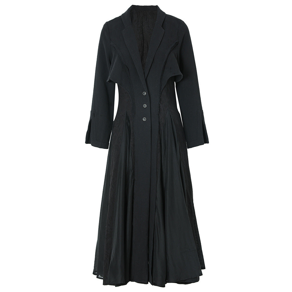 Women's Elegant Lapel And Waist Tight Long Sleeve Dress