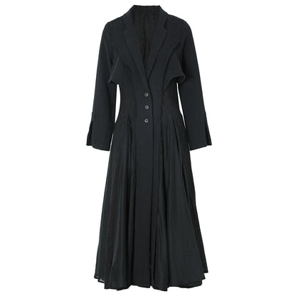 Women's Elegant Lapel And Waist Tight Long Sleeve Dress