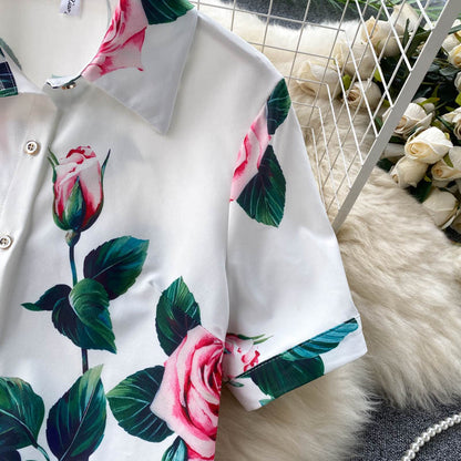 All-match High-waisted Wide-leg Pants Fashionable Two-piece Set