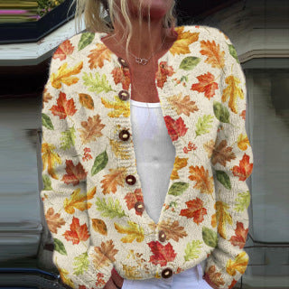 3D Digital Printing Cardigan Knitted Coat Imitation Sweaters Women's Clothing