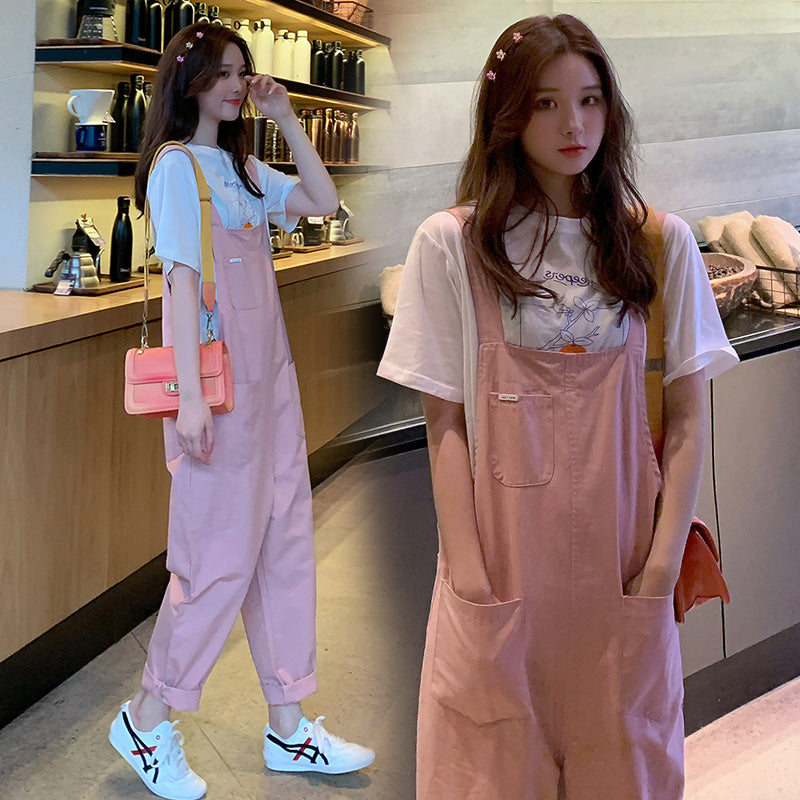 Bib Casual Outing Fashion Western Maternity Suit