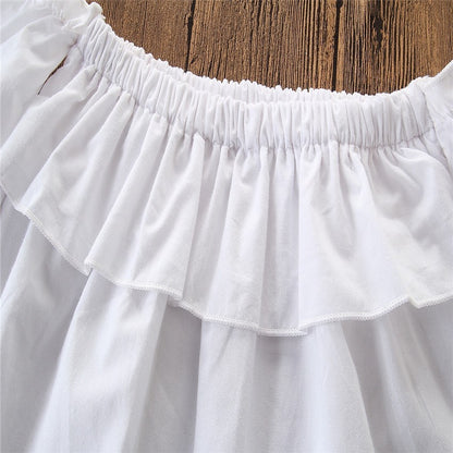 Girl cute one-shoulder skirt suit