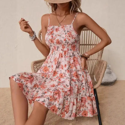 Summer Women's Off-shoulder Floral Print Dress