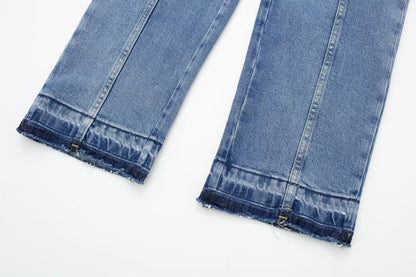 Fall 2023 European And American Style Long Denim Jumpsuit