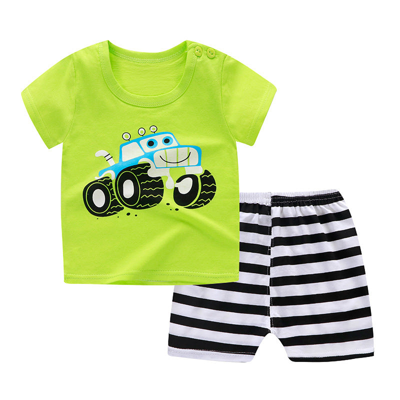 New Children's Short Sleeved Suit Baby  Cotton Short Sleeved